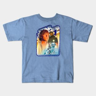 Hero (blue starfield, chrome border) Kids T-Shirt